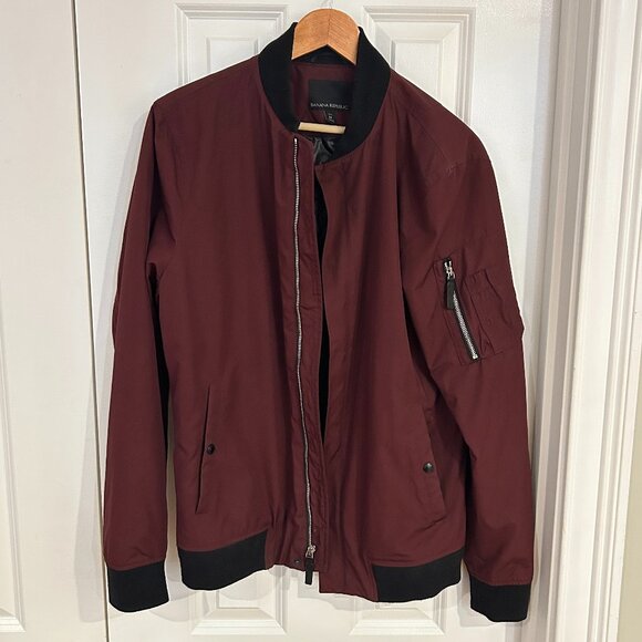 Banana Republic Maroon Bomber Jacket MT - Picture 1 of 5